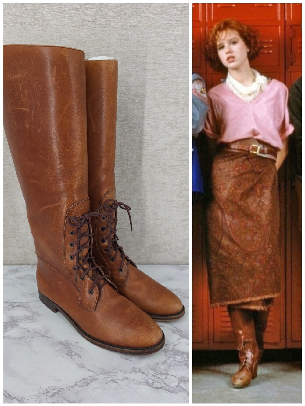 Ralph Lauren Vintage Italian Leather Riding Boots ASO Breakfast Club 80s Brown
